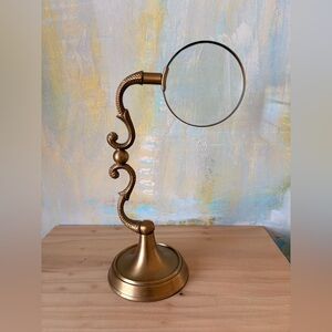 Vintage Brass Magnifying Glass Stand
